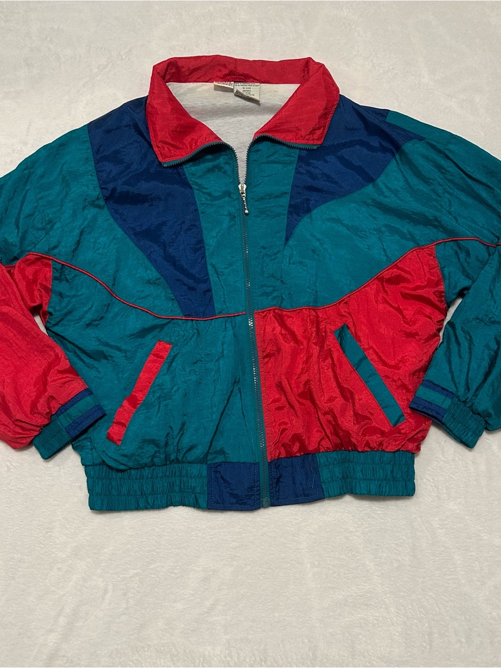 90s Vintage Athletic Works Colorblock Red,Teal,blue windbreaker L Jacket